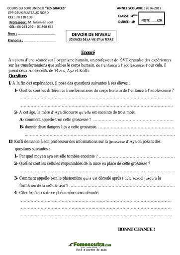 Devoir Maison De Svt 4Eme Home Alqu