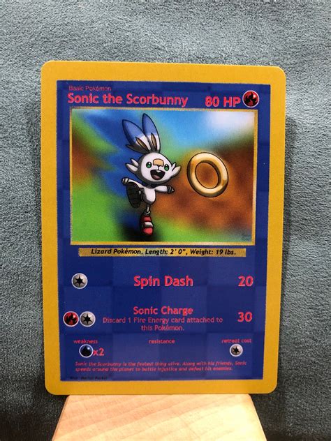 Custom Pokemon Card Sonic The Scorbunny Etsy