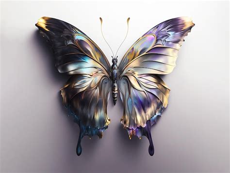 Premium Ai Image 3d Render Butterfly Illustration White Background