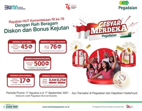 Program Gebyar Merdeka Dari Pegadaian Promo Cashback Hingga 45