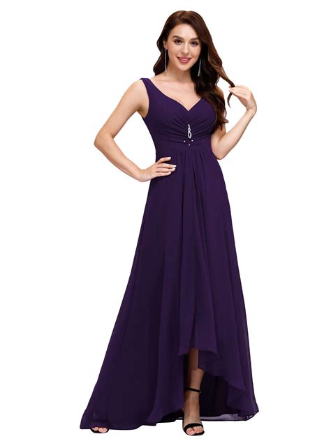 Ever Pretty Long Prom Party Dress High Low V Neck Bridesmaid Dresses 09983