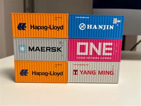 HO MÄRKLIN CONTAINER SET 6x 20 Container Hapag HANJIN MAERSK ONE