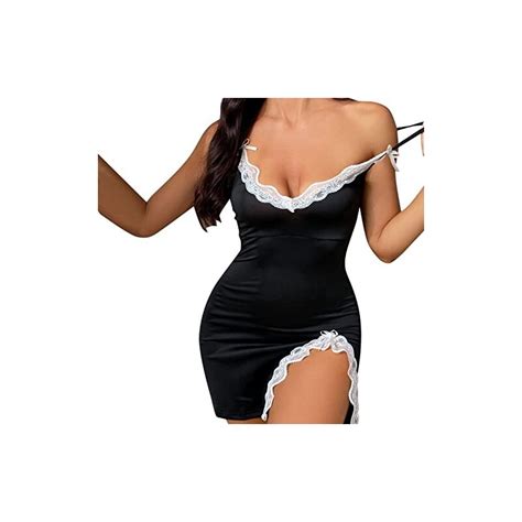 Fulidngzg Pigiama Sexy Donna Con Scollo A V Raso Curvy Sottoveste