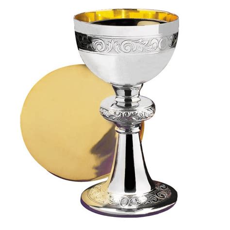 Ornamented Chalice And Paten Set Sacred Vessels