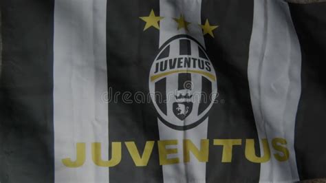 Juventus Football Club Flag Waving In The Wind Stock Footage Video