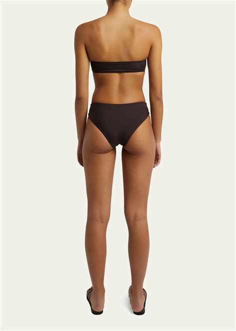 Christopher Esber Orbit Ruched Low Rise Brief Bikini Bottoms Reversible