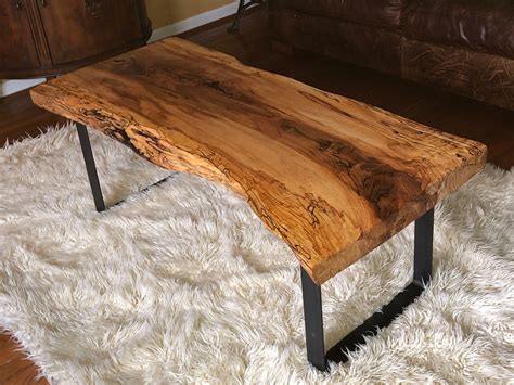 Live Edge Spalted Beech Coffee Table With Industrial Metal Etsy