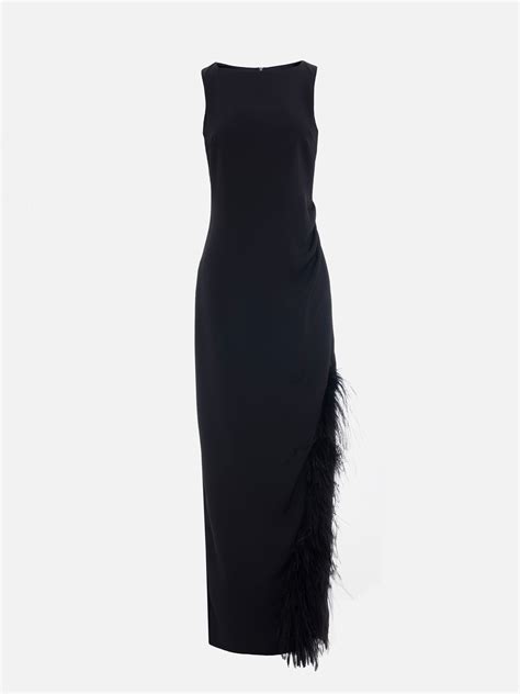 Платье-комбинация макси с перьями на юбке :: LICHI - Online fashion store