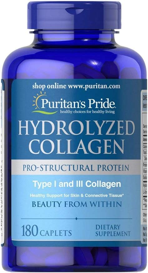 Puritans Pride Hydrolyzed Collagen 1000 Mg Caplets 180 Count Amazon