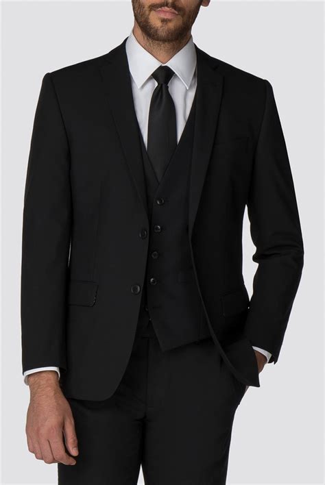 Racing Green Black Twill Tailored Fit Suit Uk