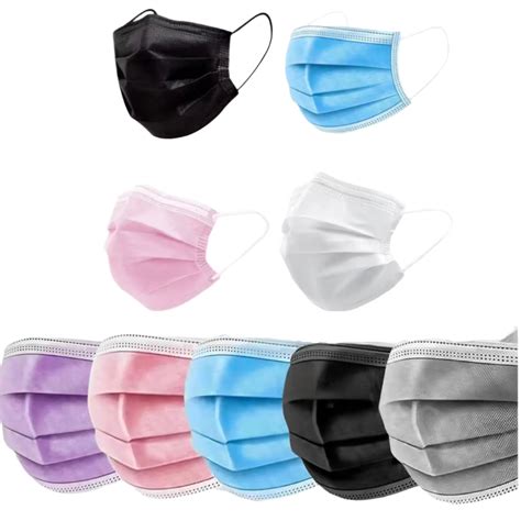Disposable 3-layer Protective Face Masks - Pink, Purple, Black, Grey