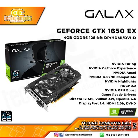 Galax Nvidia Geforce Gtx 1650 Ex 1 Click Oc 4gb Gddr6 Dual Fan