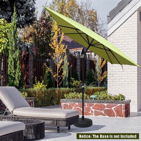 Sunrinx 9 Ft Rectangular Lime Green Patio Umbrella With Crank Open