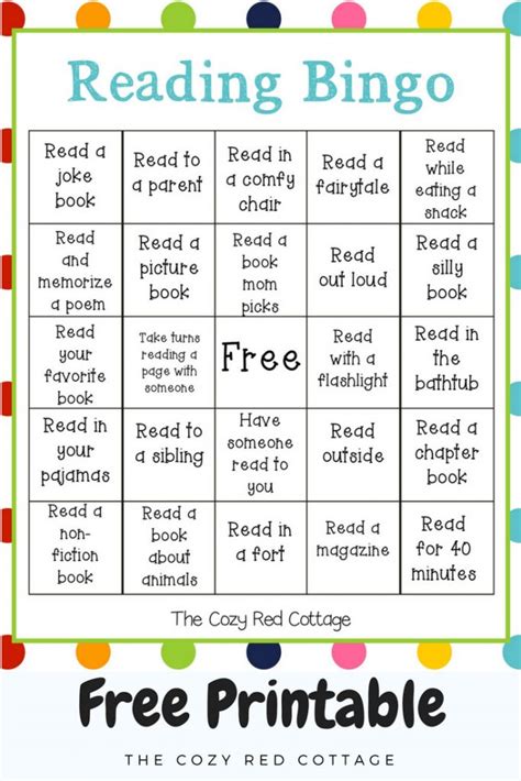 The Cozy Red Cottage: Reading Bingo (Free Printable) - Printable Bingo ...