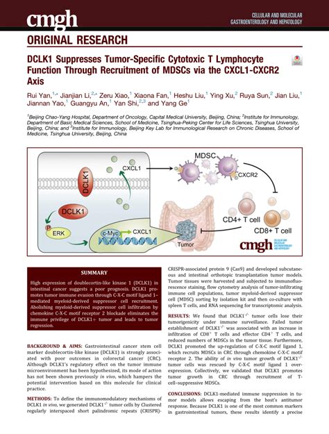 PDF DCLK1 Suppresses Tumor Specific Cytotoxic T Lymphocyte Function