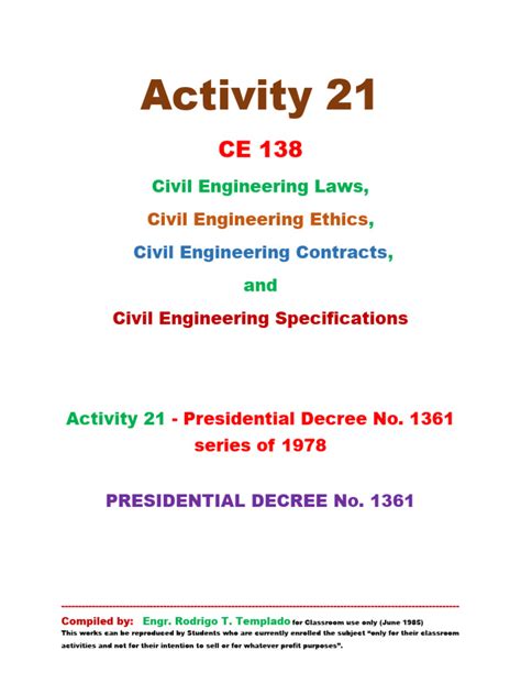 Presidential Decree No 1361 Series Of 1978 Pdf Civil Law Common