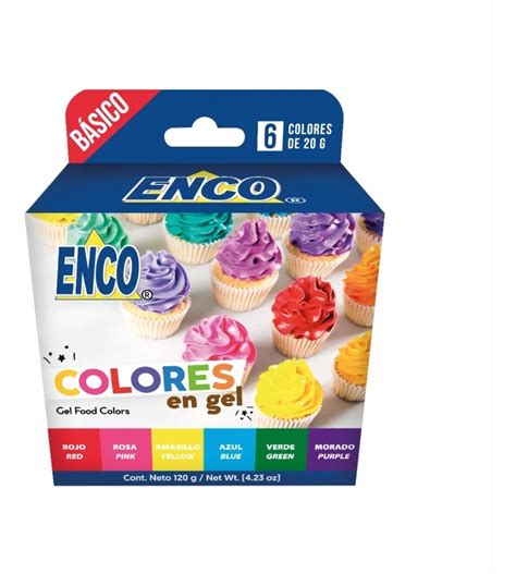 Kit 6 Colores Básicos En Gel Comestibles 20 Grs Enco | Mercado Libre 