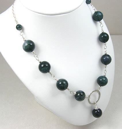 Gracie Jewellery Handmade Sterling Silver And Moss Agate Necklace