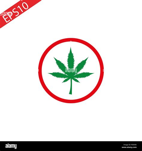 Icono De Hojas De Cannabis En La Prohibición Círculo Rojo No Marihuana