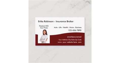 Insurance Agent Photo Business Cards Template | Zazzle