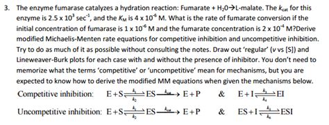 The enzyme fumarase catalyzes a hydration reaction: | Chegg.com