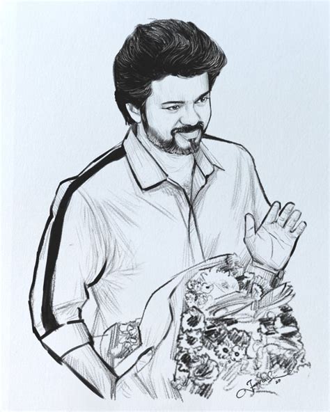 LeoIndustryHit Thalapathy Vijay Pencil Sketch 2023 Thalapathy68