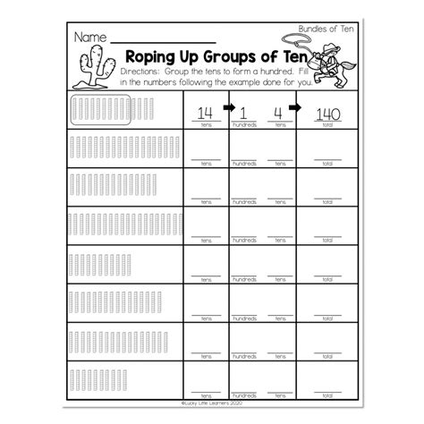 2nd Grade Math Worksheets Place Value Bundles Of Ten Roping Up