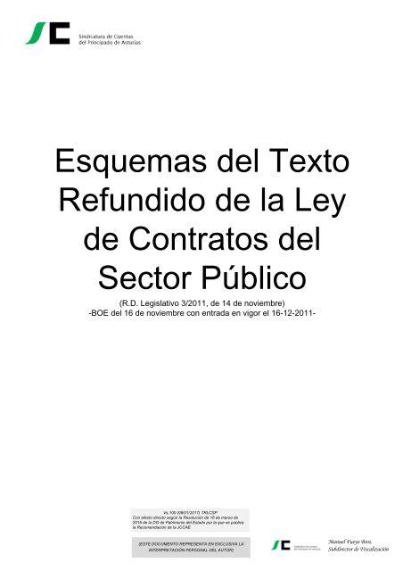 Esquemas del Texto Refundido de la Ley de Contratos del Sector Público