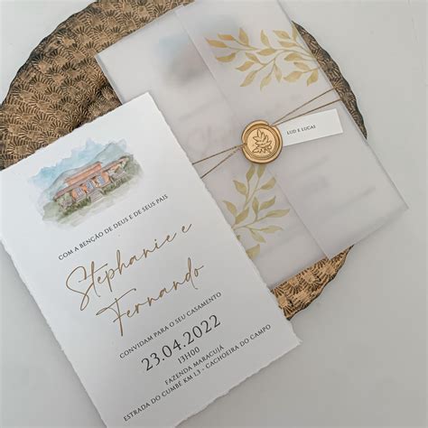 Convite Em Papel Vegetal - Convite de Casamento - Envelope Papel Vegetal com Fechamento em Lacre ...