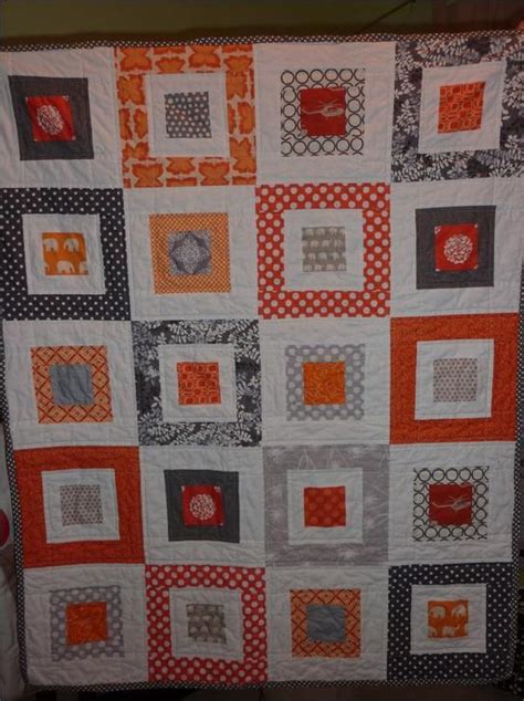 Orange Gray Baby Quilt Orange Quilt Quilts Baby Quilts