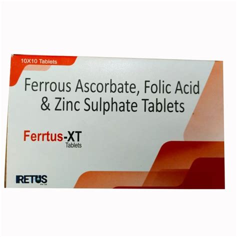 Ferrous Ascorbate Folic Acid Zinc Sulphate Tablet Packaging Type Box