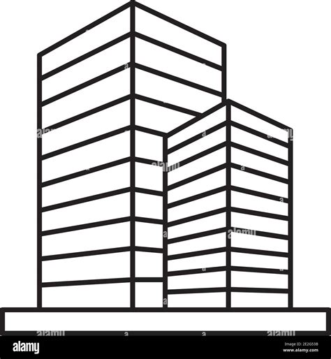 High Rise Office Building Icon Over White Background Line Style