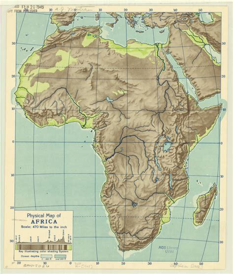 Physical Map Of Africa With Key