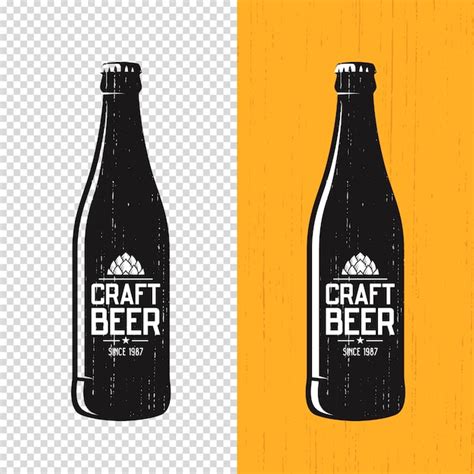 Etiqueta De Botella De Cerveza Artesanal Con Textura Vector Premium