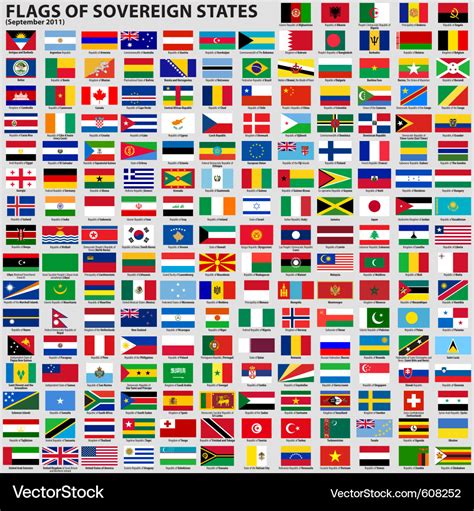 Flags of world sovereign states Royalty Free Vector Image