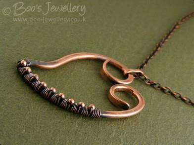 Antiqued Copper Heart Pendant Wire Wrapped With Beads Hand Crafted