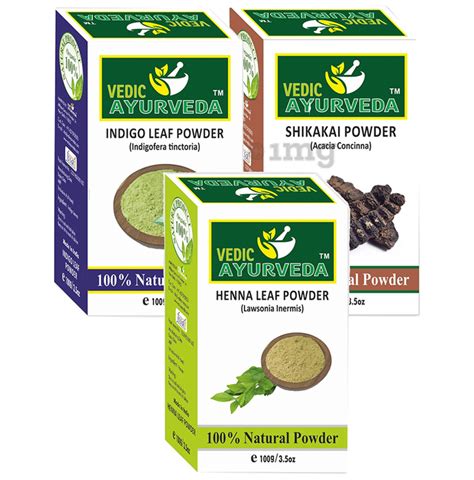 Vedic Ayurveda Combo Pack Of Indigo Leaf Powder Shikakai Powder