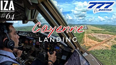 B777 CAY Cayenne VISUAL APPROACH LANDING 08 4K Cockpit View