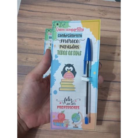 Cartão para caneta Dia dos Professores lembrancinha 20 unidades