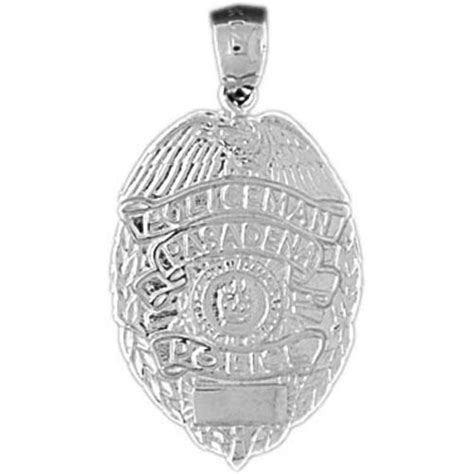 925 Sterling Silver Pasadena Police Badge Pendant