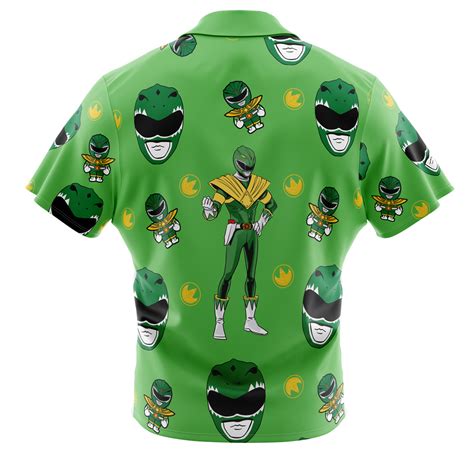 Animedwarf Green Ranger Pattern Mighty Morphin Power Rangers Button Up Hawaiian Shirt Animedwarf