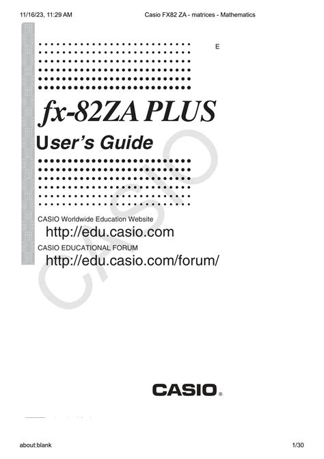 Solution Casio Fx Za Matrices Mathematics Studypool