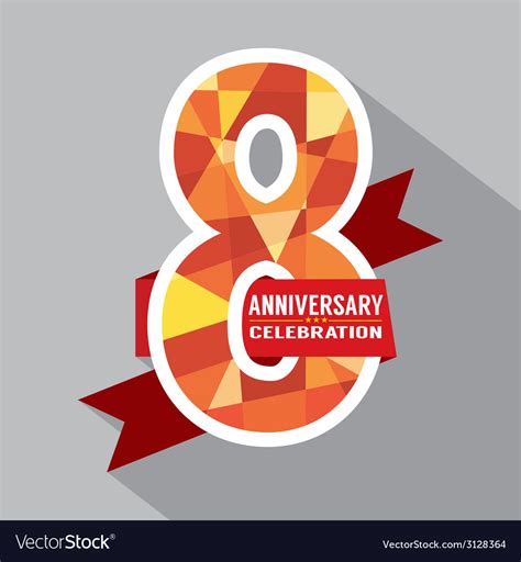 8th Years Anniversary Celebration Design Vector Image