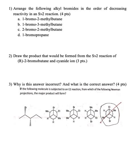 Solved 1 Arrange The Following Alkyl Bromides In The Order Chegg