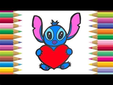 Easy Drawing Stitch Holding A Heart Easy Drawing Cartoon Stitch