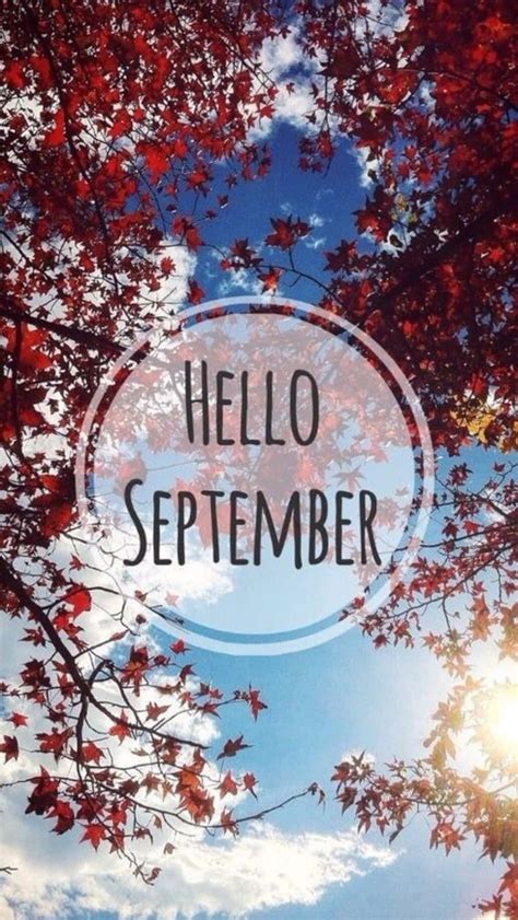 Download Hello September Greeting With Cloudy Blue Sky Wallpaper