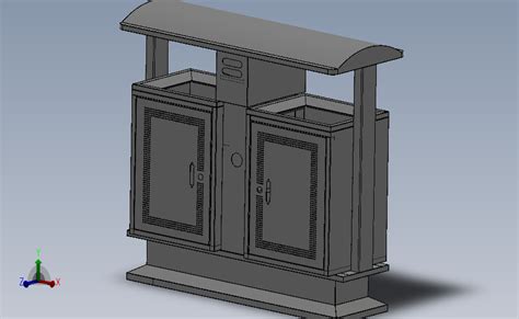 室外型不锈钢垃圾箱3d数模图纸 Solidworks设计 Solidworks 2012 模型图纸下载 懒石网