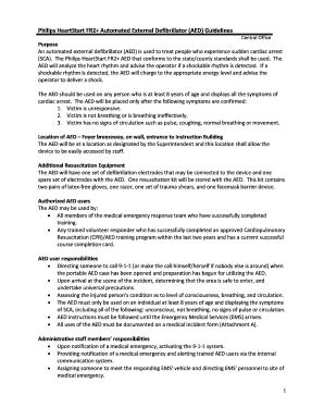 Fillable Online Automated External Defibrillator Aed Guidelines Fax