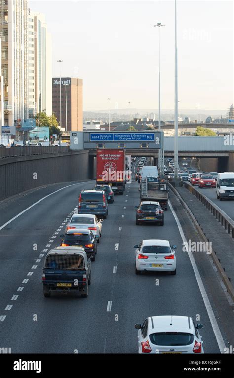 Traffic On The M8 Motorway In Anderston Glasgow Stock Photo Alamy