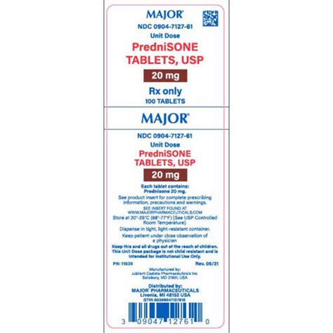 Prednisone, 20mg, 100 Tablets | Bound Tree